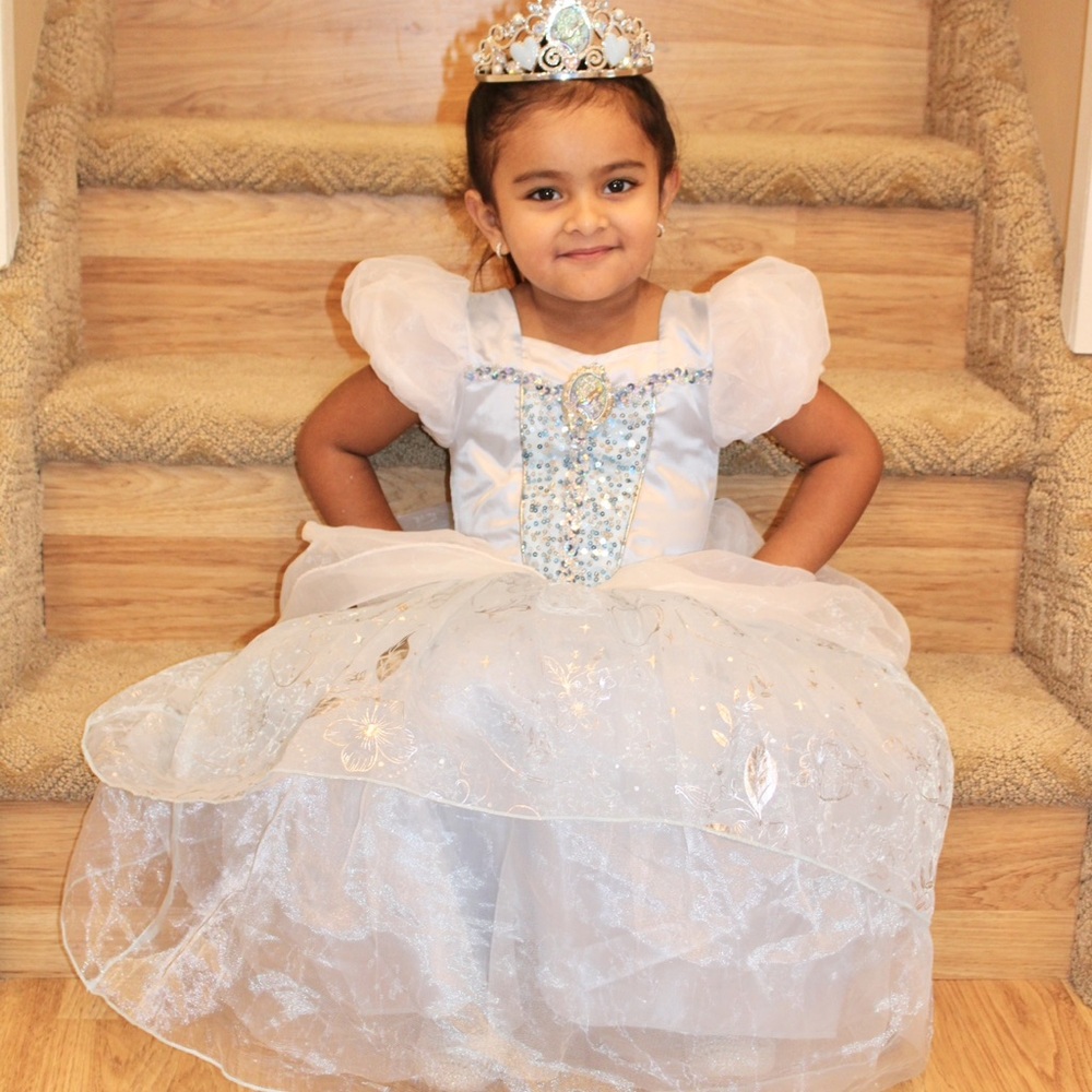 Disney Princess Cinderella Costume in Blue and White with Tiara